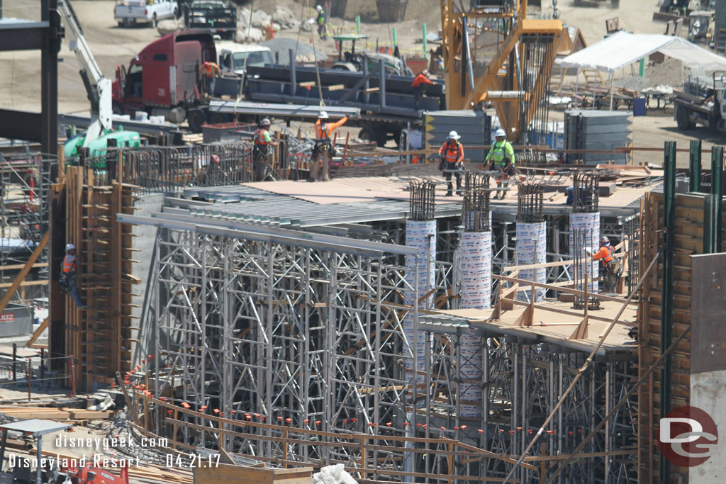 Over to the circular structure.  Crews were starting to set up the forms for the floor on the temporary supports.