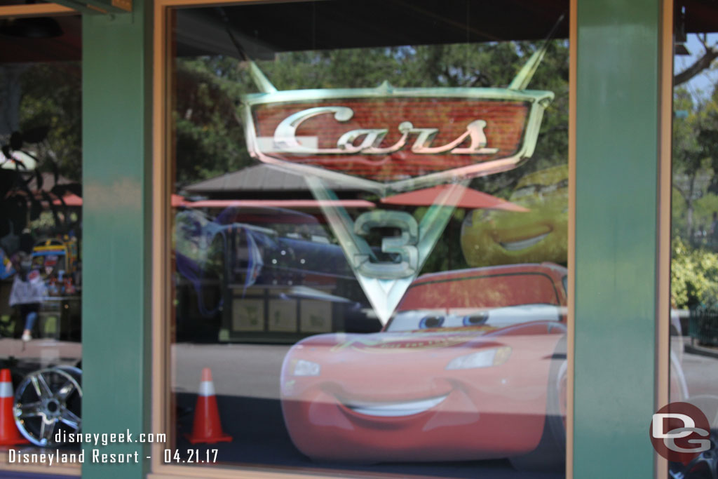 Cars 3 merchandise is in several stores and has a large window at World of Disney.