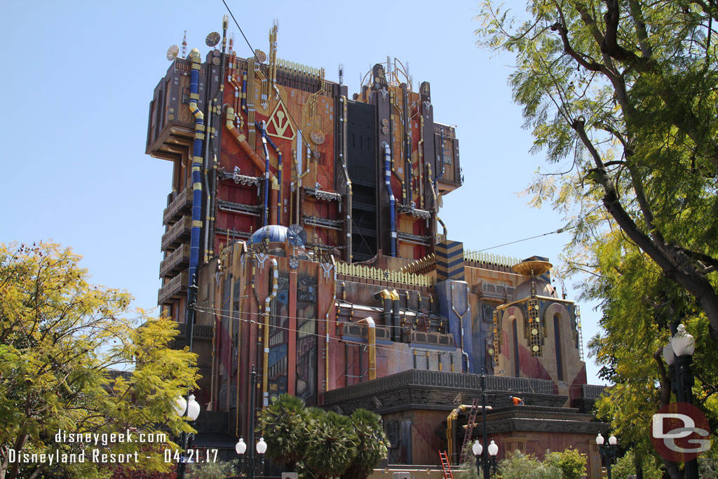 Guardians of the Galaxy - Mission: Breakout! opens in about 5 weeks on May 27th.  The exterior is receiving the finishing touches.  Scaffolding is all removed now.