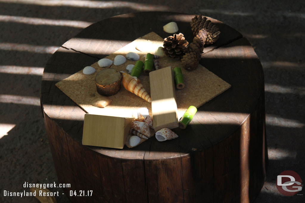 Nature play sets in the camp circle area.