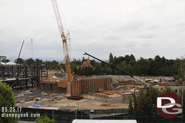 An over view of the Star Wars construction site from the Mickey and Friends Parking Structure.