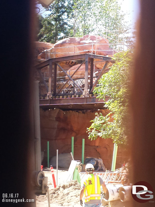 Before walking up there a quick look through the fence toward the Star Wars Land entrance tunnel.