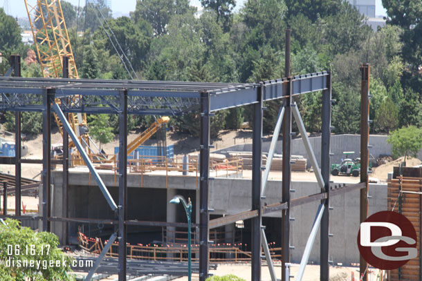 The forms are gone and you can see the concrete structure that covers the circular structure. 