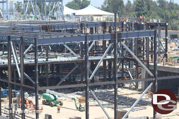 Steel staged and ready to be lifted into place for the roof support.