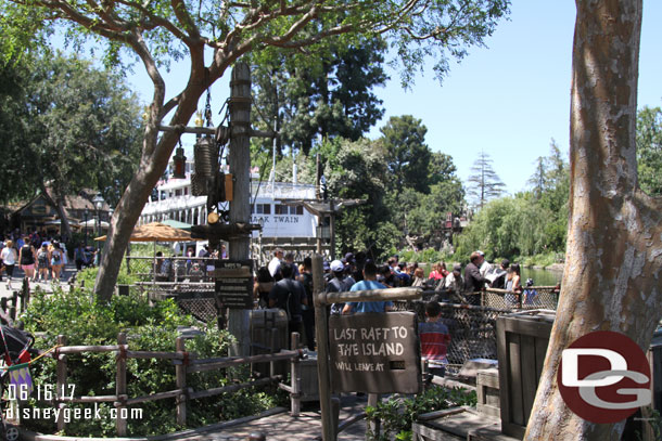 Perfect timing.. a raft is just boarding.  Looks like the large sign is not coming back. This will help with Fantasmic viewing.