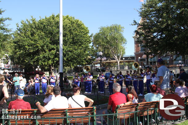 Gathered in Town Square with the All-American College Band for the Flag Retreat.