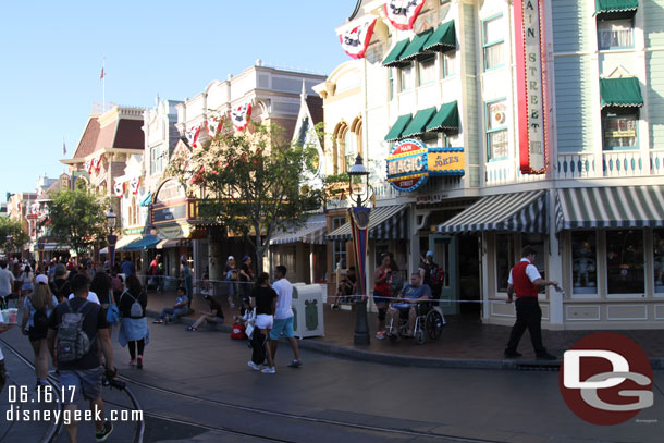 Ropes being set up on Main Street for the parade this evening.  It was just over 2 hours before parade time.