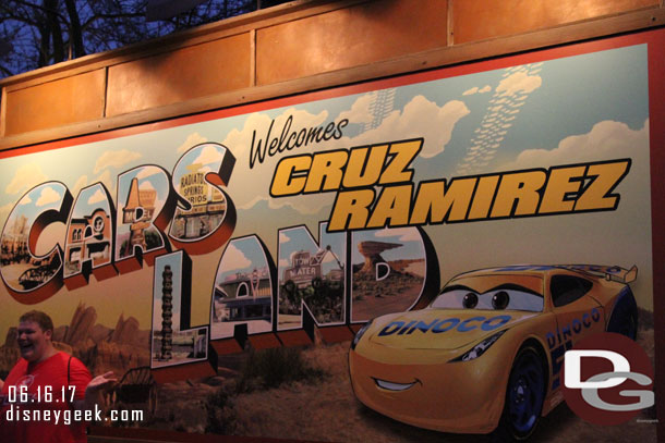 A quick look at the Cars Land sign after dark.