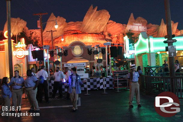 A DJ stage being set up at Cross Street on Route 66.