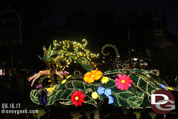 Caught some of the Main Street Electrical Parade from the Small World Mall area.  Here is Tinker Bell.