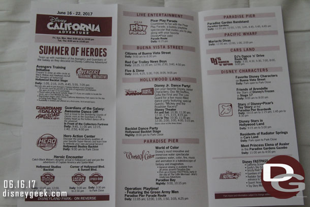 Disney California Adventure time schedule