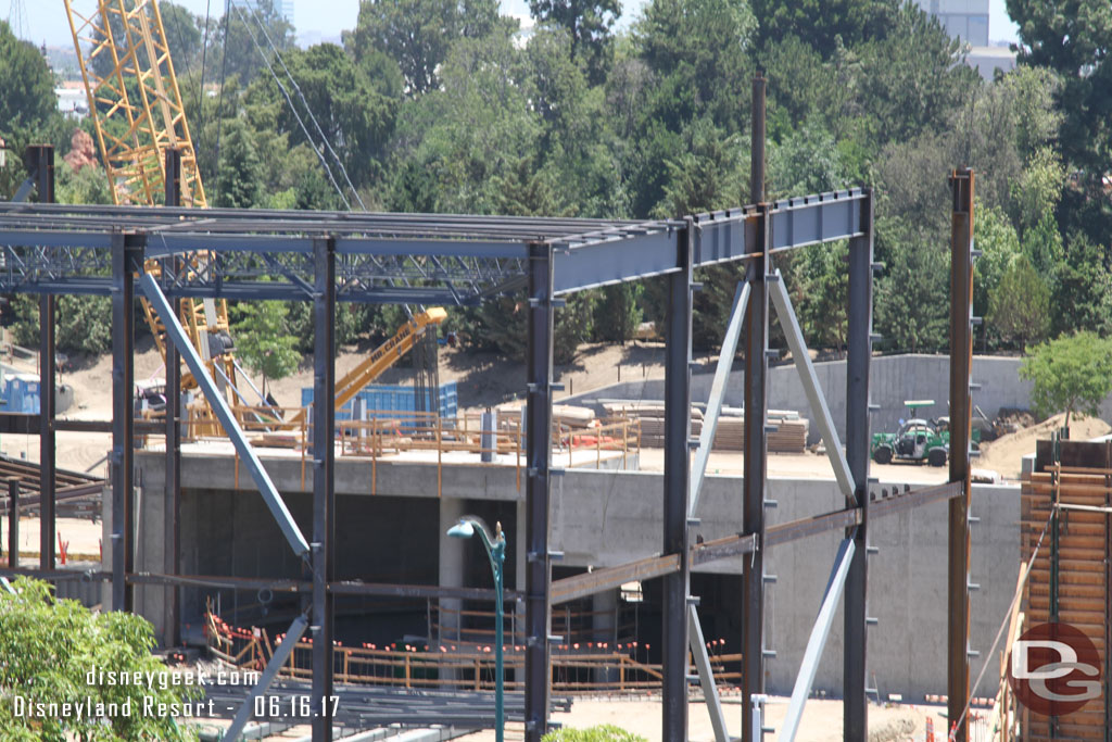 The forms are gone and you can see the concrete structure that covers the circular structure. 