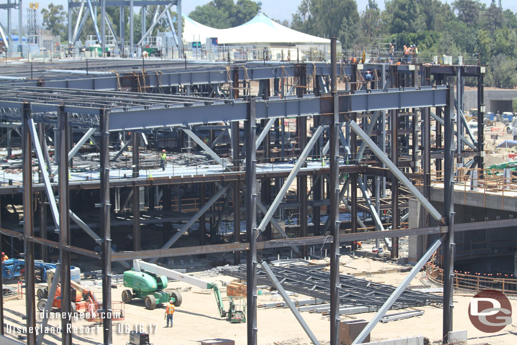 Steel staged and ready to be lifted into place for the roof support.