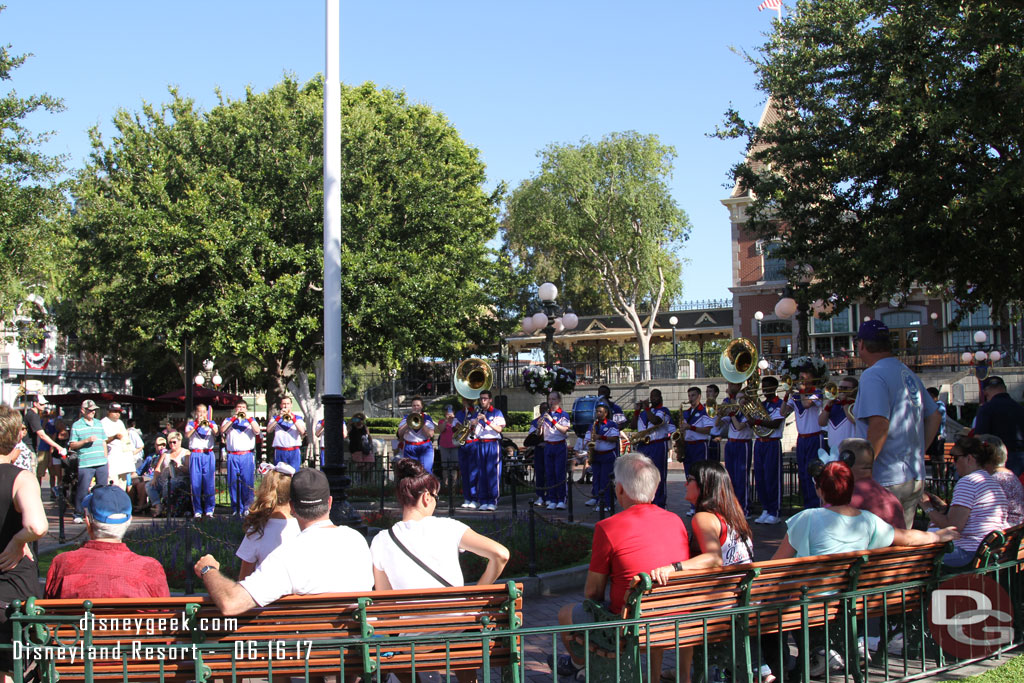 Gathered in Town Square with the All-American College Band for the Flag Retreat.