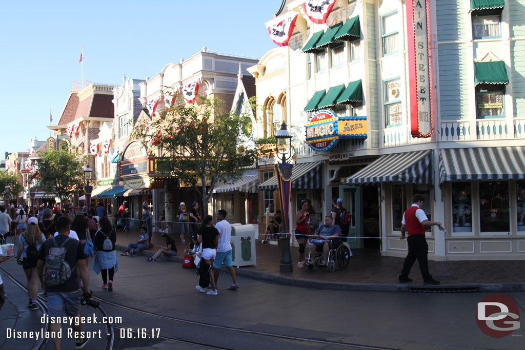 Ropes being set up on Main Street for the parade this evening.  It was just over 2 hours before parade time.