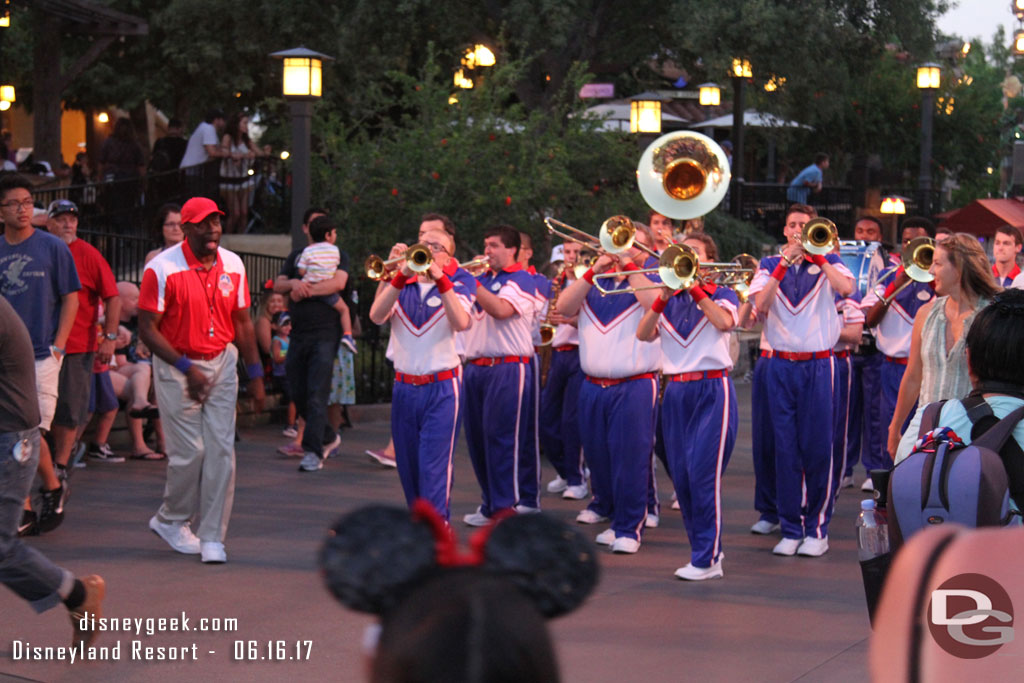 The march out to the parade route and perform.