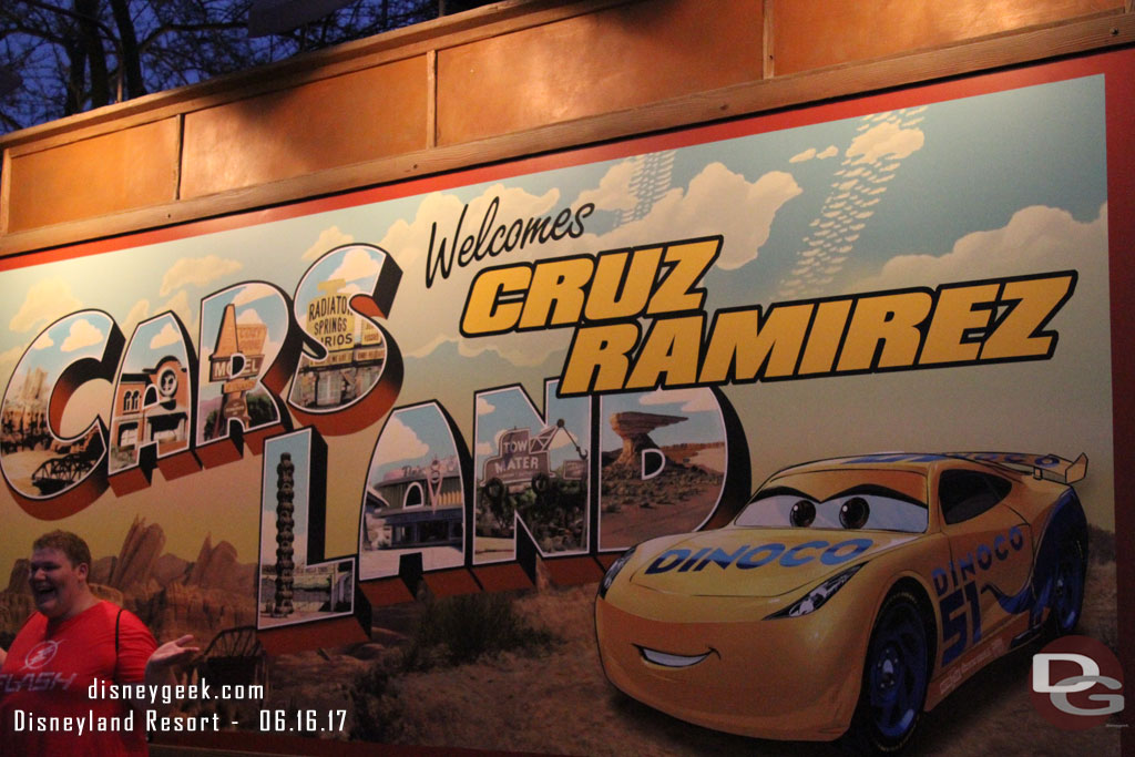 A quick look at the Cars Land sign after dark.