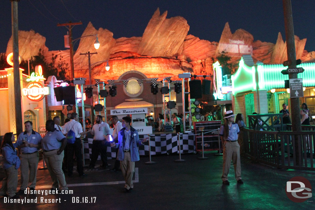 A DJ stage being set up at Cross Street on Route 66.