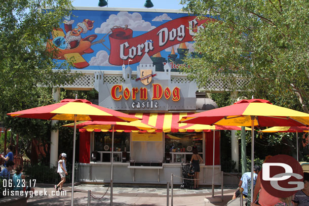 The Corn Dog Castle reopened several weeks ago (I had not walked out this way).  No real visible changes to it or the menu.