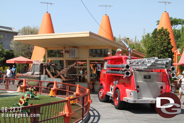 Walking back through Cars, a traffic jam at the Cozy Cone.  Still no sign of Cruz, I am having bad luck finding her out.