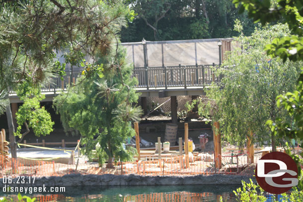 The Hungry Bear patio area has the barriers down on the water side, but not the back side yet.