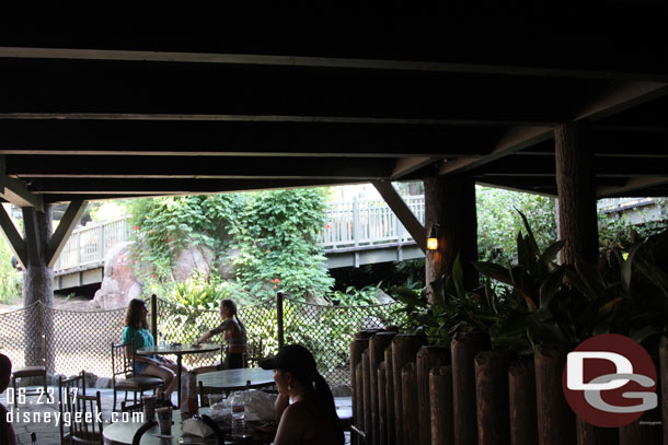 The walls are all down on the lower level of the Hungry Bear where the temporary walkway connected.