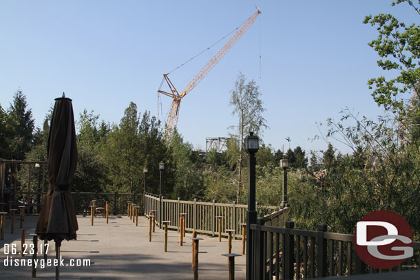 You can make out the top of the Star Wars show building from here.  Will be interesting how that rock work looks in the distance.  