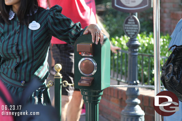 The new FastPass scanner at the Haunted Mansion.