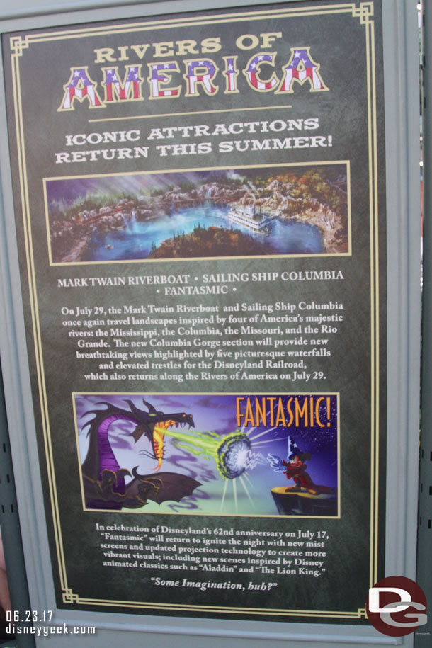 Back in New Orleans Square I was finally able to see the poster on the return of the Rivers of America.