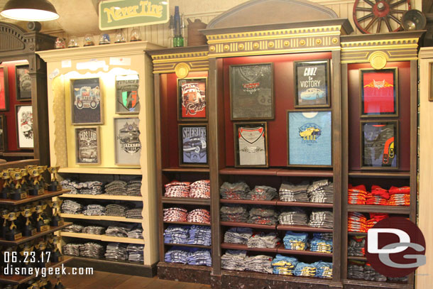 Some Cars 3 shirts available in the Curio shop.