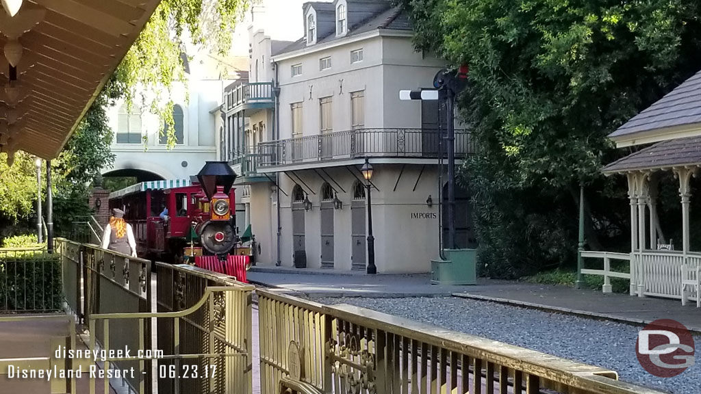 Stopped by the New Orleans Square station and saw the C.K. Holliday arriving.