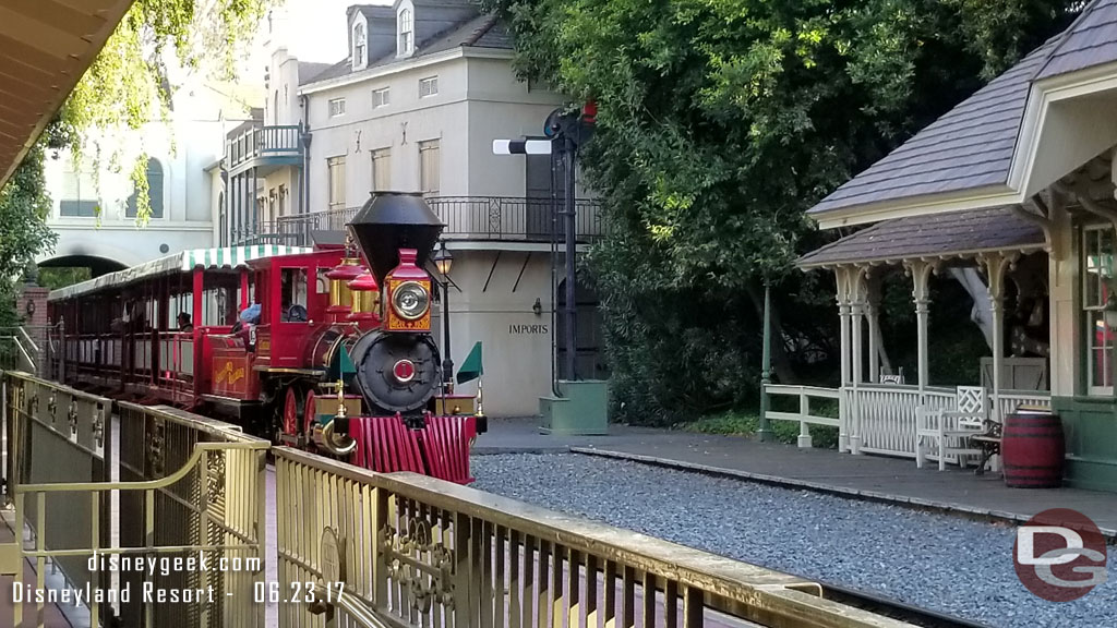 They have started to conduct test runs of the Disneyland Railroad after the construction crews finish for the day.