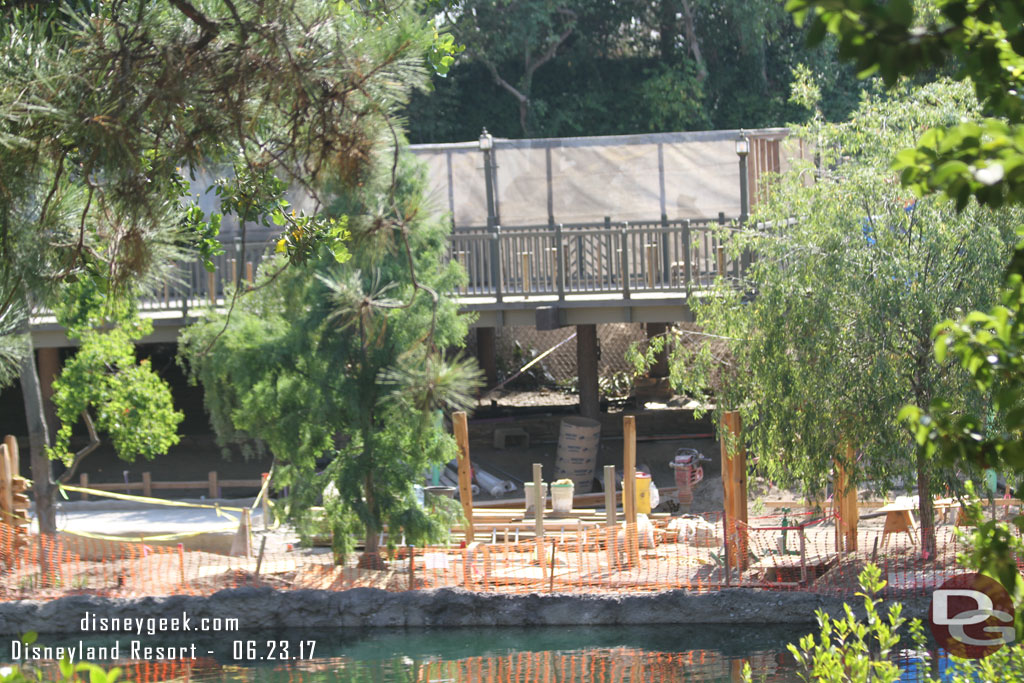 The Hungry Bear patio area has the barriers down on the water side, but not the back side yet.