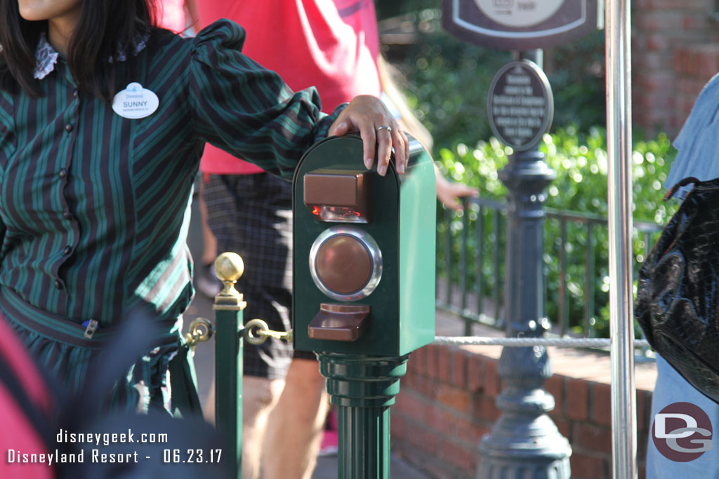 The new FastPass scanner at the Haunted Mansion.