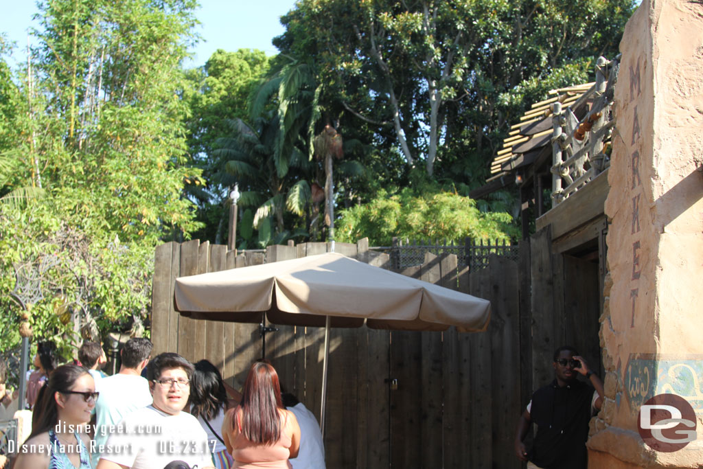 Walls up at the Jungle Cruise exit leading to more traffic than usual in that area.