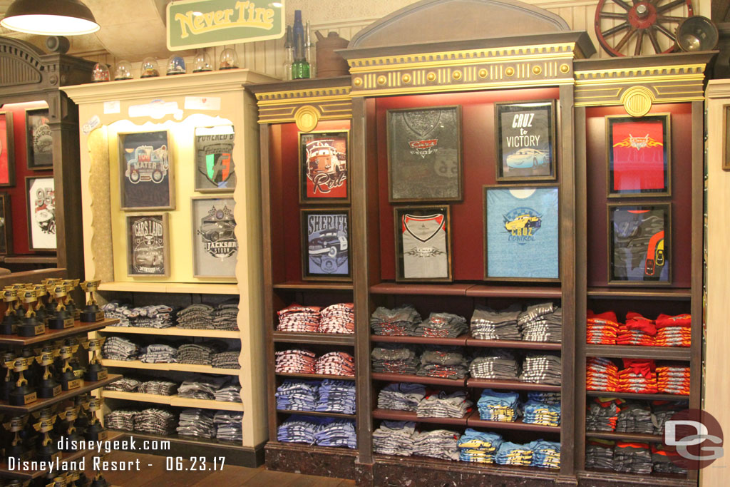 Some Cars 3 shirts available in the Curio shop.