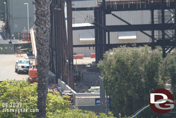 A closer look at the Millennium Falcon building.  The portion closest to us does not have the steel frame up yet.