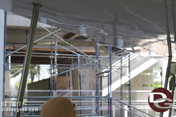 Scaffolding up for some renovation work on the first floor of the parking structure.