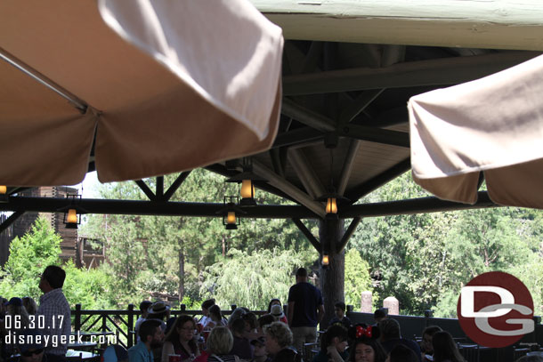 Some of the scrim is removed so the Hungry Bear dining are does not feel as confined and you can look out toward the fort.