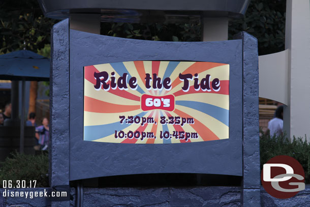 Ride the Tide performing this evening at the Tomorrowland Terrace.