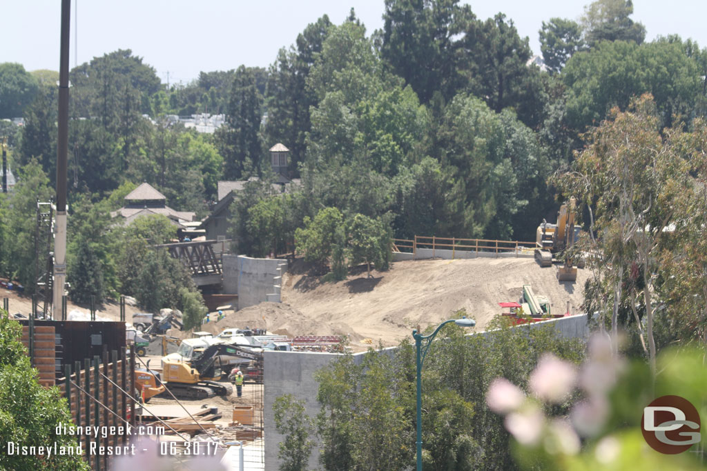 Looking toward Critter Country trees have started to be planted on the new berm.