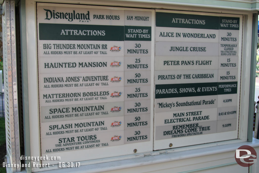 Disneyland wait times at 5:37pm