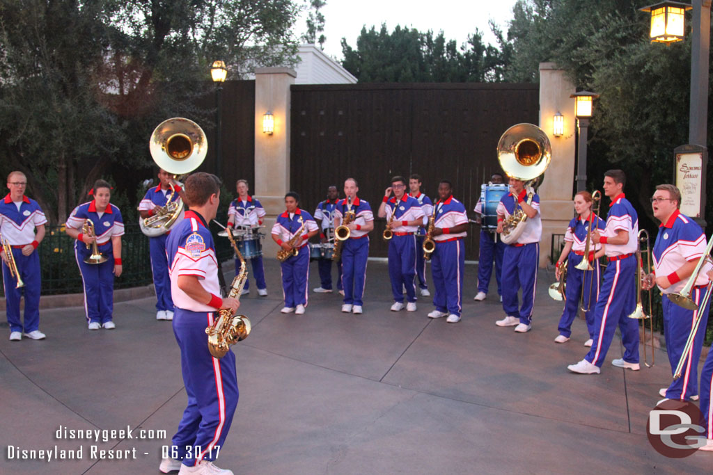 The All-American College Band has moved to the other side of the walkway now.  