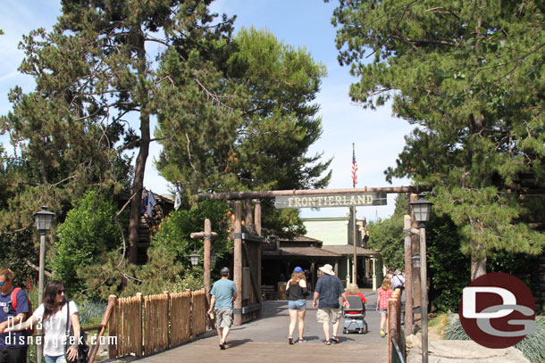 Walking toward Frontierland.  The work on the left side of the entrance has wrapped up.