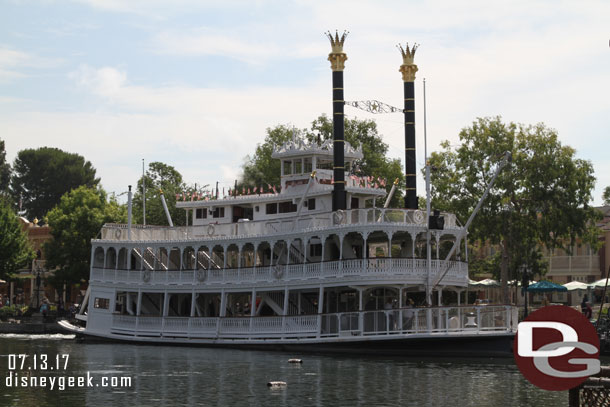 The Mark Twain was circling the Rivers of America this morning.