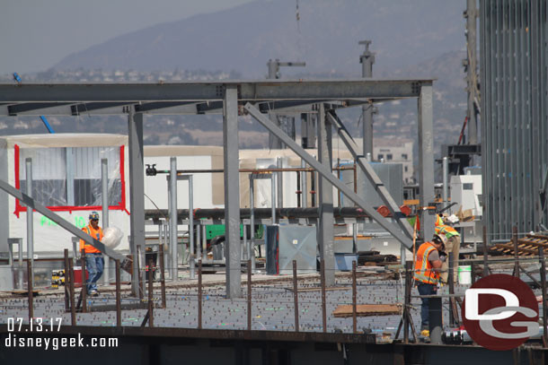 Preparing the next section of roof for concrete.