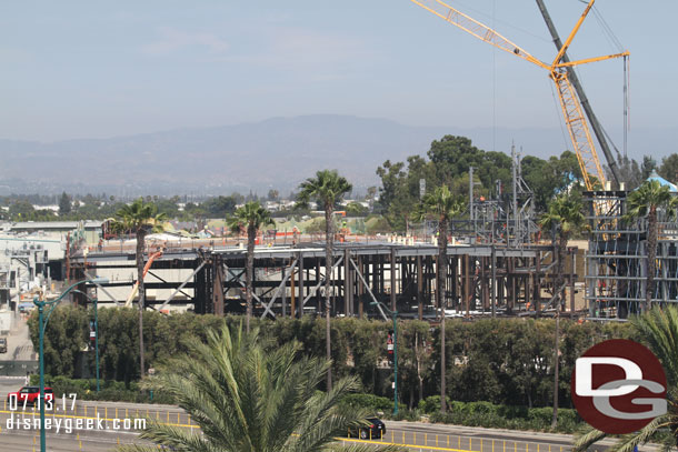 The steel on the roof that will support the rock facade 