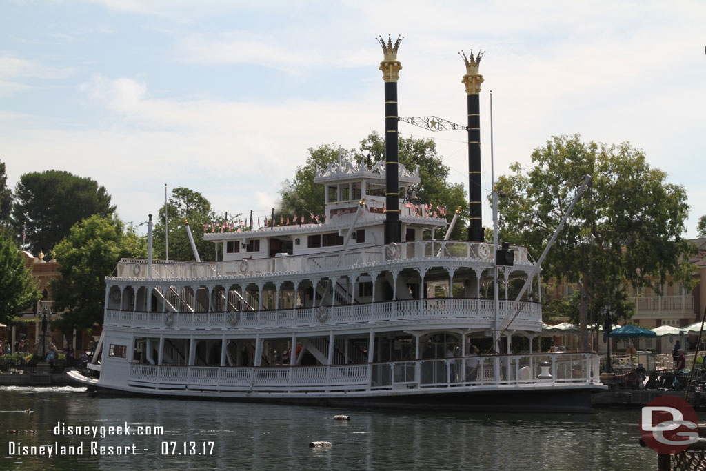 The Mark Twain was circling the Rivers of America this morning.