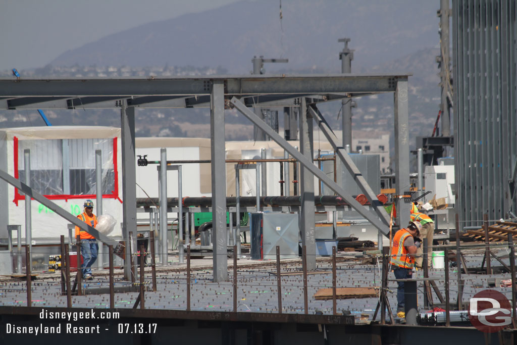 Preparing the next section of roof for concrete.