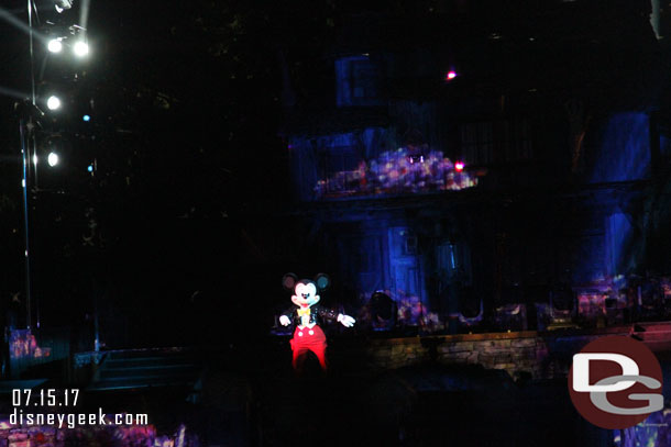 Mickey Opening the show.  The sequence has new lighting and projection effects.